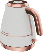 Load image into Gallery viewer, Beko Cosmopolis Dome Kettle WKM8307W, Retro White Rose Gold Design, 1.7L Capacity 3000 W, Includes Removable Lid, Easy Pour Spout & Boil Dry Protection