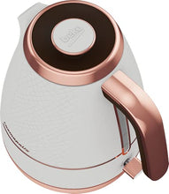 Load image into Gallery viewer, Beko Cosmopolis Dome Kettle WKM8307W, Retro White Rose Gold Design, 1.7L Capacity 3000 W, Includes Removable Lid, Easy Pour Spout & Boil Dry Protection