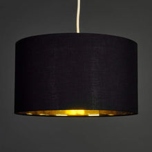 Load image into Gallery viewer, MiniSun Large Modern Black & Gold Cylinder Ceiling Pendant/Table Lamp Drum Light Shade