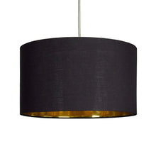 Load image into Gallery viewer, MiniSun Large Modern Black & Gold Cylinder Ceiling Pendant/Table Lamp Drum Light Shade