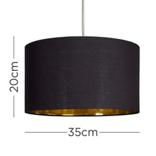 Load image into Gallery viewer, MiniSun Large Modern Black & Gold Cylinder Ceiling Pendant/Table Lamp Drum Light Shade