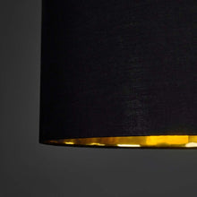Load image into Gallery viewer, MiniSun Large Modern Black & Gold Cylinder Ceiling Pendant/Table Lamp Drum Light Shade