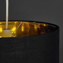 Load image into Gallery viewer, MiniSun Large Modern Black & Gold Cylinder Ceiling Pendant/Table Lamp Drum Light Shade