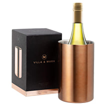 Load image into Gallery viewer, Villa & Marx Wine Chiller - Elegant Champagne Bucket with Premium Box - Insulated Wine Bottle Cooler Without Ice - Double Walled Wine Chiller Bucket, Fits and Cools All Bottles (Copper)
