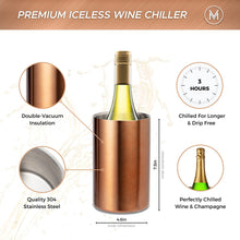 Load image into Gallery viewer, Villa & Marx Wine Chiller - Elegant Champagne Bucket with Premium Box - Insulated Wine Bottle Cooler Without Ice - Double Walled Wine Chiller Bucket, Fits and Cools All Bottles (Copper)