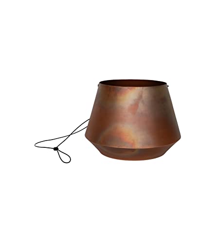 copper hanging planter uk Aged Copper Hanging Planter With Leather Strap | H15cm x D19cm