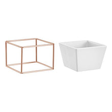 Load image into Gallery viewer, White & Copper Square Plant Pot With Copper Wire Frame