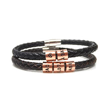 Load image into Gallery viewer, Personalised Leather Bracelet With Copper Rings | 7th Wedding Anniversary