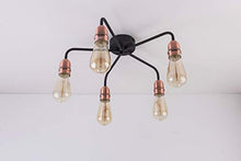 Load image into Gallery viewer, Industrial Vintage Copper & Black 5 Arm Ceiling Light