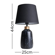 Load image into Gallery viewer, MiniSun | Modern Copper Caped Black Marble Effect Table Lamp With A Black Tapered Shade