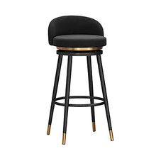 Load image into Gallery viewer, Black & Copper Bar Stool With Back | Velvet | Swivel | 75cm