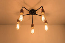 Load image into Gallery viewer, 5 Arm Copper & Black Ceiling Light