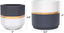 Load image into Gallery viewer, Set Of 2 Plant Pots | Copper, Grey, White