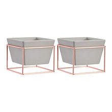 Load image into Gallery viewer, Grey, Copper Tabletop Planter | Square | 2-Pack | Amazon Basics