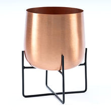 Load image into Gallery viewer, Copper Plant Pot With Plant Stand | Rose Gold (Copper)