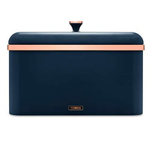Load image into Gallery viewer, Tower | Cavaletto Bread Bin Storage | Midnight Blue & Rose Gold/Copper