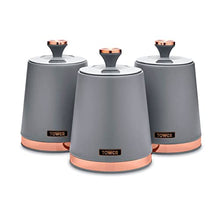 Load image into Gallery viewer, Tower | Cavaletto Set of 3 Storage Canisters | Grey & Rose Gold- Copper