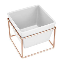 Load image into Gallery viewer, Square Tapered Plant Pot With Copper Wire Stand