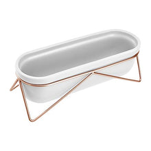 Load image into Gallery viewer, Oval White & Copper Planter | Plant Pot