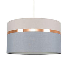 Load image into Gallery viewer, MiniSun | Grey Drum Ceiling Pendant Light Shade With A Copper Trim | Modern
