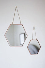 Load image into Gallery viewer, Small Copper Framed Hexagonal Shaped Mirror
