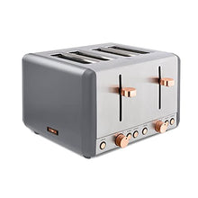Load image into Gallery viewer, Tower | Cavaletto 4 Slice Toaster | Grey & Rose Gold Copper | Stainless Steel |1800W