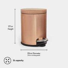 Load image into Gallery viewer, Copper Pedal Bin | Bathroom Bin | 5L