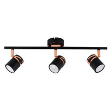 Load image into Gallery viewer, Modern Matt Black & Copper 3 Way Adjustable Straight Bar Ceiling Spotlight | MiniSun