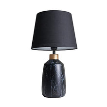 Load image into Gallery viewer, MiniSun | Modern Copper Caped Black Marble Effect Table Lamp With A Black Tapered Shade