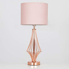 Load image into Gallery viewer, Copper Table Lamp With Pink Shade