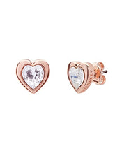 Load image into Gallery viewer, Ted Baker | Crystal Heart Stud Earrings | Rose Gold (Copper) Tone Plated With Crystal