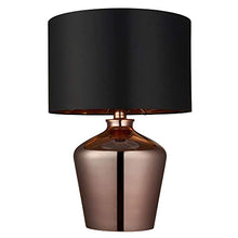 Load image into Gallery viewer, Copper Table With Black Faux Silk Shade