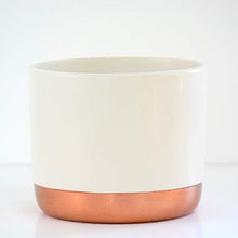 Load image into Gallery viewer, White & Rose Gold Copper | Plant Pot | Ceramic | Thompson & Morgan