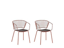 Load image into Gallery viewer, Set Of 2 | Copper Dining Chairs | Metal | Black Faux Leather Seat Pad