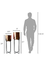 Load image into Gallery viewer, Copper Plant Pot With Black Stand | Set Of 2