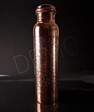 Load image into Gallery viewer, VIBRANIC Copper Water Bottle 34oz Dark Embossed Leak Proof, Ayurvedic Pure Copper Bottle