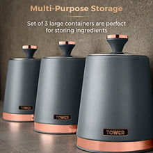 Load image into Gallery viewer, Set Of 3 Storage Canisters | Grey & Copper, Rose-Gold