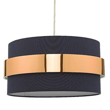 Load image into Gallery viewer, Navy & Copper | Metallic Band | Drum Pendant | 38cm Diameter (15")