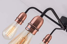 Load image into Gallery viewer, Industrial Style Copper & Black 5 Arm Ceiling Light