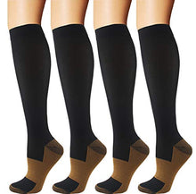 Load image into Gallery viewer, Copper Compression Socks | 4 Pairs | Men & Women | 15-20 mmHg Medical Compression Stockings