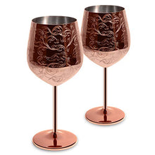 Load image into Gallery viewer, Etched Copper Wine Glasses | Set Of 2 | Goblets | Stainless Steel
