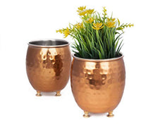 Load image into Gallery viewer, Copper Succulent Planter Pot | Set of 2 | Hammered Finish | GoCraft