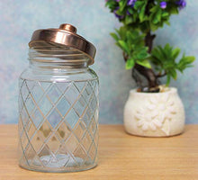 Load image into Gallery viewer, Lattice Glass Storage Jar With Copper Lid