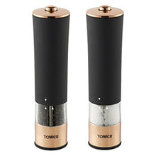 Load image into Gallery viewer, Tower Electric Salt & Pepper Mill | Stainless Steel | Copper/ Rose-Gold & Black | T847003RB