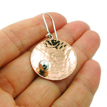 Load image into Gallery viewer, Hammered Circle Copper & Silver Earrings