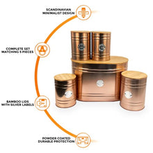 Load image into Gallery viewer, Copper With Bamboo Lids | 5 Pcs | Kitchenware