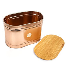 Load image into Gallery viewer, Copper & Bamboo Lid Bread Bins