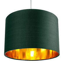 Load image into Gallery viewer, Forest Green & Copper Drum Lamp Shade | Reversible Gimble