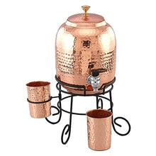 Load image into Gallery viewer, Pure Copper Water Dispenser Jug | With Stand & Cups | 5 Litres | 250 ml