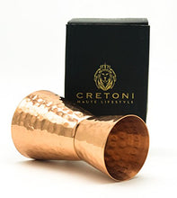 Load image into Gallery viewer, Pure Copper Double-Sided Jigger Shot Glass | (1 Ounce / 2 Ounce) Hammered | Perfect For Cocktails | Cretoni